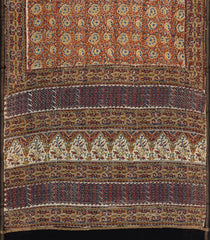 Rust Handloom Chanderi Cotton Saree With Printed Motifs-CC1369