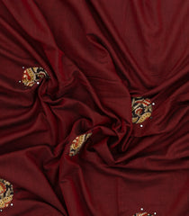 Maroon Woven Chirala Cotton Saree With Printed Floral  Motifs-CR1352