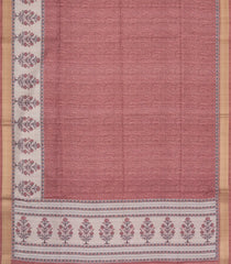 Dusty Peach Printed Synthetic Tussar Silk Saree With Zari Border-SY0023