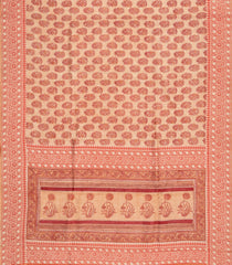 Light Peach Woven Tussar Silk Saree With Printed Floral Motifs-TU3095