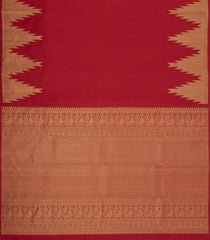 Crimson Handloom Kanchipuram Silk Saree With Temple Border-KA15050-Crimson