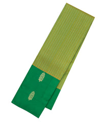 Green Handloom Kanchipuram Silk Saree With Stripes-KA13792