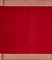 Red Mysore Crepe Silk Saree With Dotted Stripes