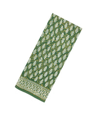 Green Printed Jaipur Cotton Saree With Floral Motifs-JC1800