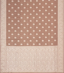 Brown Woven Art Tissue Dupion Saree With Floral Zari Buttas-BL5890