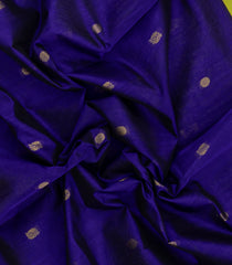 Dark Blue Handloom Korvai Silk Cotton Saree With Zari Buttas-SC4974