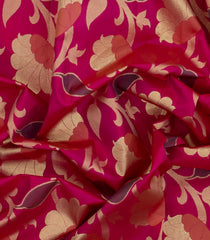 Magenta Handloom Kanchipuram Silk Saree With Meena Floral Motifs-KA14907