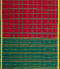 Crimson Woven Kadappa Cotton Saree With Checks-KN0739