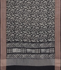 Black Printed Chanderi Cotton Saree With Bird Motifs & Sequin Work-CC1432