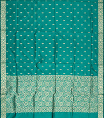 Cyan Woven Banarasi Silk Saree With Floral Motifs-BE1608