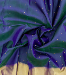 Blue Handloom Kanchipuram Silk Saree With Buttas & Zari Border-KA15699