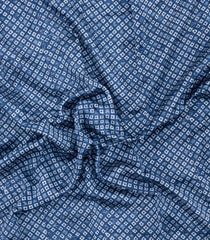 Indigo Printed Chanderi Cotton Saree With Zari Border-CC1467