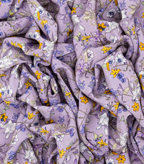 Lavender Woven Digital Printed Crepe Silk Saree With Floral Motifs