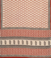 Cream Printed Jaipur Cotton Saree With Floral Motifs-JC1658