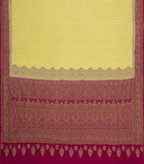 Light Yellow Handloom Banarasi Khaddi Georgette Silk Saree With Contrast Border-BE1865