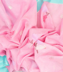 Baby Pink Handloom Kota Silk Saree With Meena Bird Motifs-KO1050