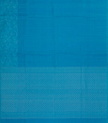 Cyan Handloom Soft Silk Saree With Checks & Floral Border-SO4592