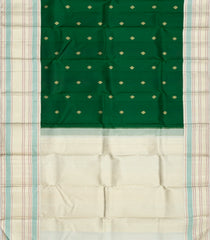 Dark Green Handloom Korvai Kanchipuram Silk Saree With Floral Buttas-KA12955