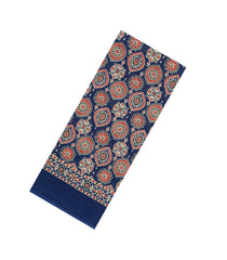 Indigo Printed Jaipur Cotton Saree With Floral Motifs-JC1899