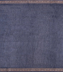 Midnight Blue Printed Chanderi Cotton Saree With Zari Border-CC1691