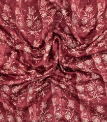Maroon Printed Chanderi Cotton Saree With Zari Border-CC1459