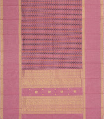 Peach Handloom Kanchi Cotton Saree With Checks-KC1845