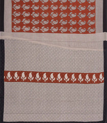 Rust Printed Jaipur Cotton Saree With Floral Motifs-JC1722