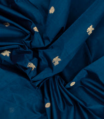 Indigo Handloom Silk Cotton Saree With Horse Buttas-SC4539