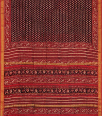 Black Printed Chanderi Cotton Saree With Zari Border-CC1493