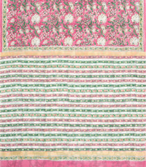 Baby Pink Printed Jaipur Cotton Saree With Floral Motifs-JC1952