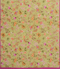 Cardamom Green Printed Crepe Silk Saree With Floral Motifs-PS0932