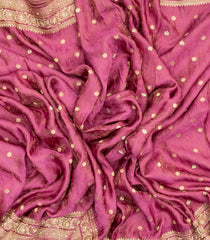 Bubblegum Pink Woven Blended Satin Saree With  Hand Embroidered Floral Motifs-EN1747