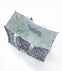 Light Blue Bagru Printed Handmade Cotton Quilted Tote Bag-ACS1028