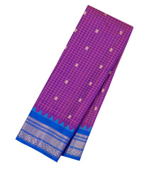 Purple Handloom Gadwal Silk Saree With Zari Checks & Buttas -GA0447