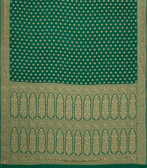 Green Handloom Banarasi Khaddi Georgette Silk Saree With Floral Motifs-BE1816