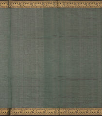Bottle Green Handloom Silk Cotton Saree With Veldari Stripes-SC4412