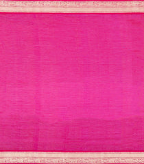 Hot Pink Handloom Soft Silk Cotton Saree With Veldhari Stripes-SC4583