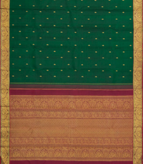 Dark Green Handloom Kanchipuram Silk Saree With Mango Buttas-KA14472