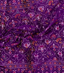 Purple Handloom Rajkot Patola Ikat Silk Saree With Tie & Dye Motifs-IK0534