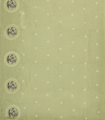 Cardamom Green Woven Art Tussar Saree With Printed & Embroidered Floral Motifs-BL4722