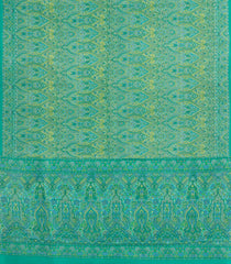 Aquamarine Printed Crepe Silk Saree With Floral Motifs-PS0894