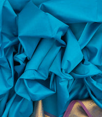 Sky Blue Handloom Silk Cotton Saree With Contrast Zari Border-SC3677