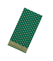 Green Handloom Banarasi Khaddi Georgette Silk Saree With Floral Motifs-BE1816