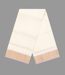 Cream Handloom Korvai Pure Silk 9 Yards Dhoti With 5 Yards Angavasthram-CD1560