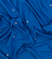 Blue Handloom Bengal Cotton Saree With Kamalam Buttas-BG1782