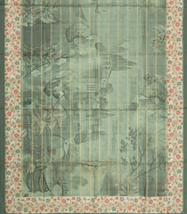 Sage Green Printed Synthetic Dola Silk Saree With Zari Stripes & Border -SY0362