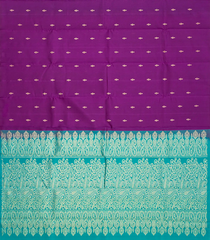 Cyan & Magenta Handloom Partly Soft Silk Saree With Floral Buttas-Cyan