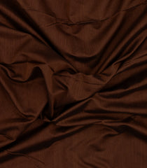 Dark Brown Handloom Maheswari Silk Cotton Saree With Contrast Border-SC4186