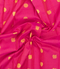 Hot Pink Handloom Kanchipuram Silk Saree With Zari Checks & Buttas-KA16694