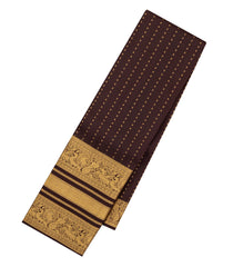 Dark Maroon Handloom Kanchipuram Silk Saree With Floral Motifs & Zari Border-KA14173
